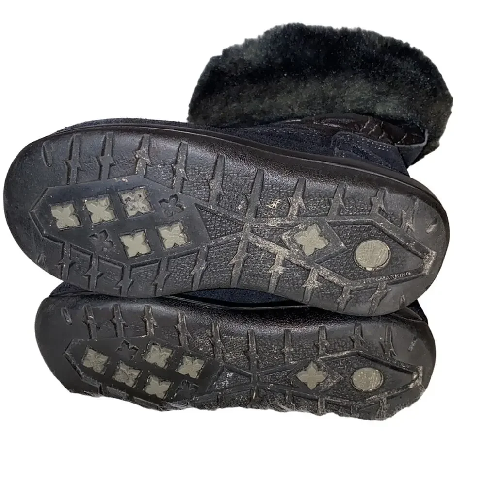 Timberland Hollyberry Leather Suede Fur Pull On Winter Snow Boots Size 9